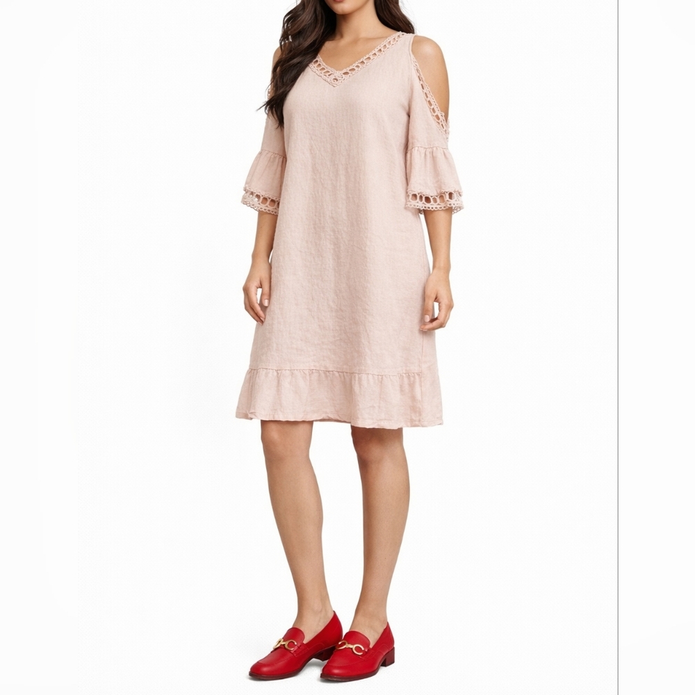 Chic Blush Cold Shoulder Dress